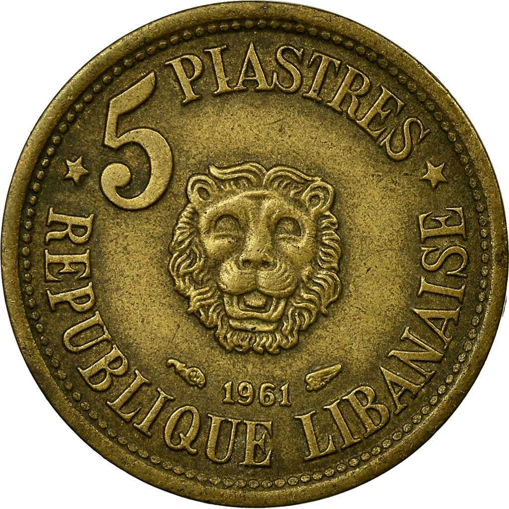 Monnaie, Lebanon, 5 Piastres, 1961, TTB, Aluminum-Bronze, KM:21