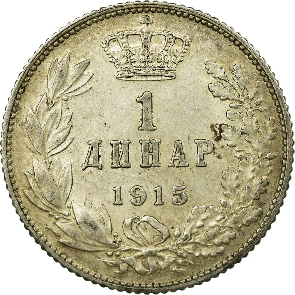 Coin, Serbia, Peter I, Dinar, 1915, Paris, VF(30-35), Silver, KM:25.3