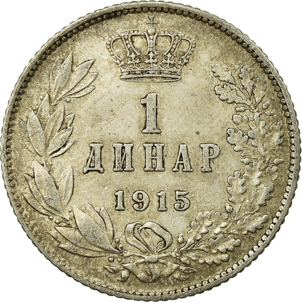 Coin, Serbia, Peter I, Dinar, 1915, Paris, VF(30-35), Silver, KM:25.3