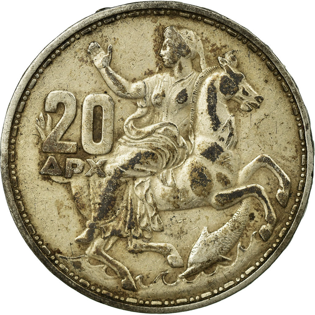 Coin, Greece, Paul I, 20 Drachmai, 1960, VF(30-35), Silver, KM:85