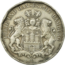 Moneta, Landy niemieckie, HAMBURG, 3 Mark, 1914, Hamburg, VF(30-35), Srebro