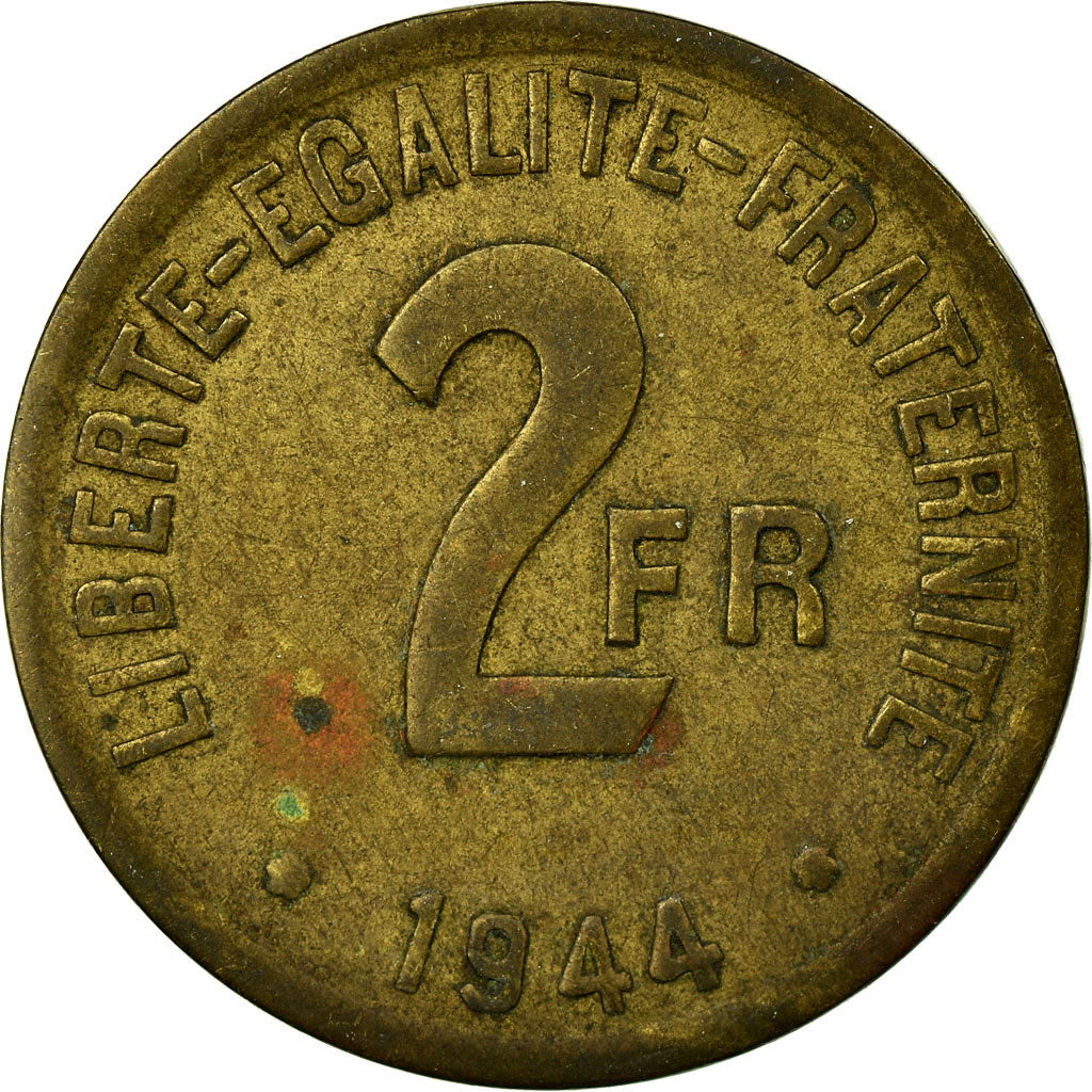 Monnaie, France, France Libre, 2 Francs, 1944, Philadelphie, TB, Laiton