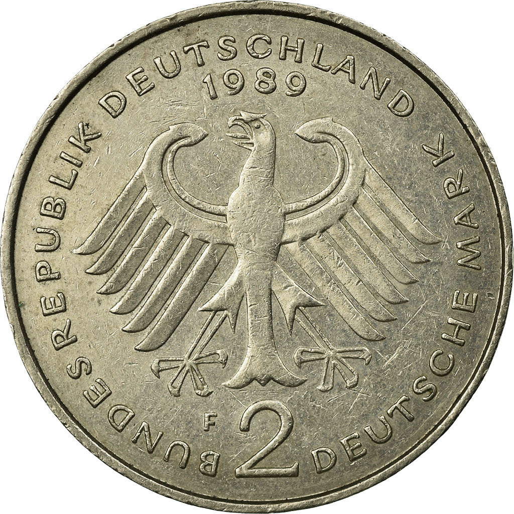 Moneta, GERMANIA - REPUBBLICA FEDERALE, 2 Mark, 1989, Stuttgart, BB, Nichel
