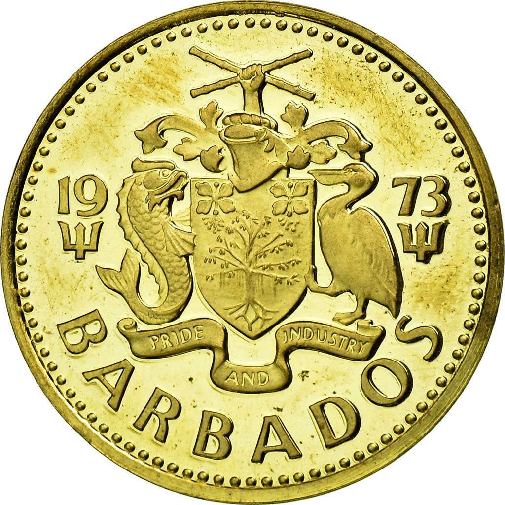 Monnaie, Barbados, 5 Cents, 1973, Franklin Mint, FDC, Laiton, KM:11