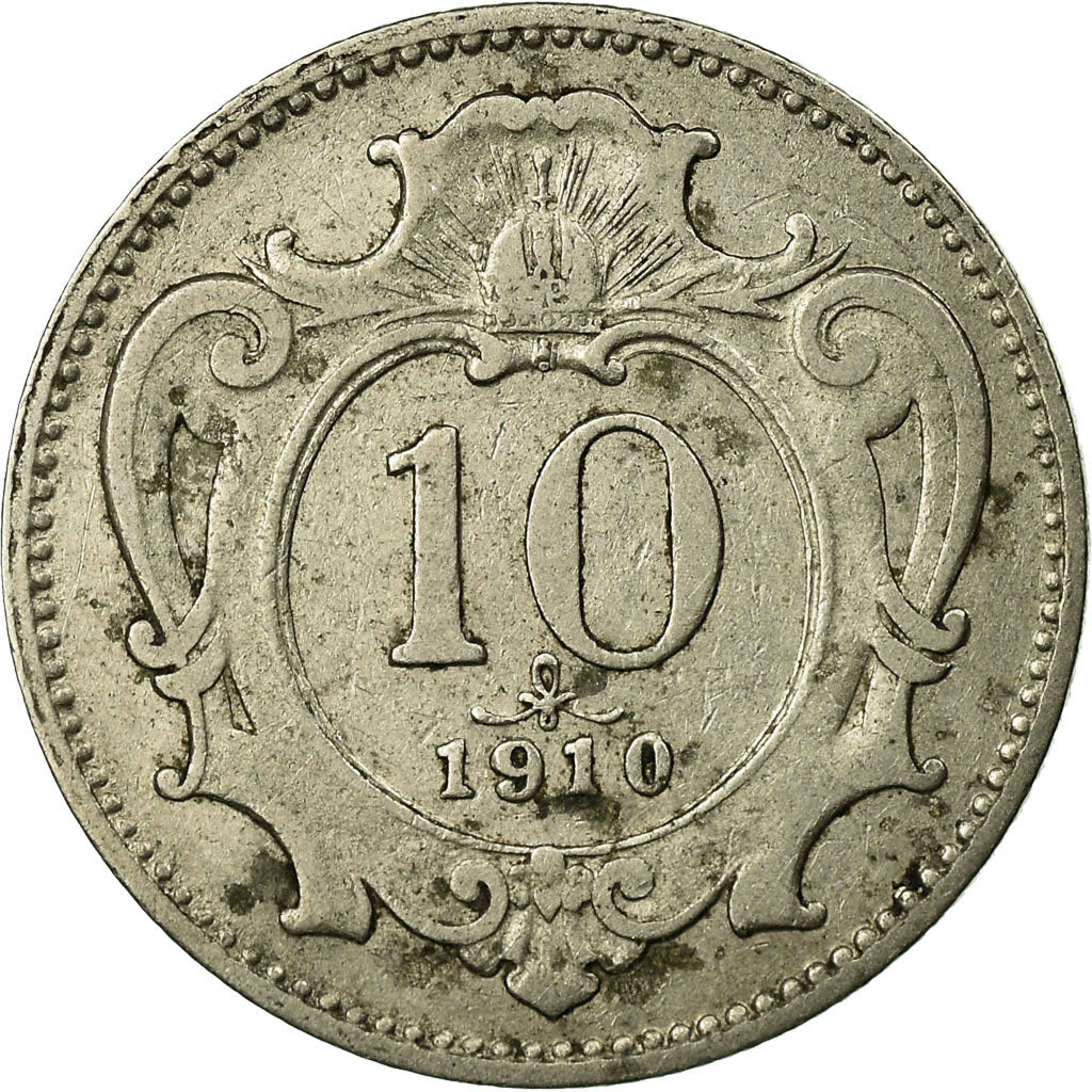 Coin, Austria, Franz Joseph I, 10 Heller, 1910, VF(30-35), Nickel, KM:2802