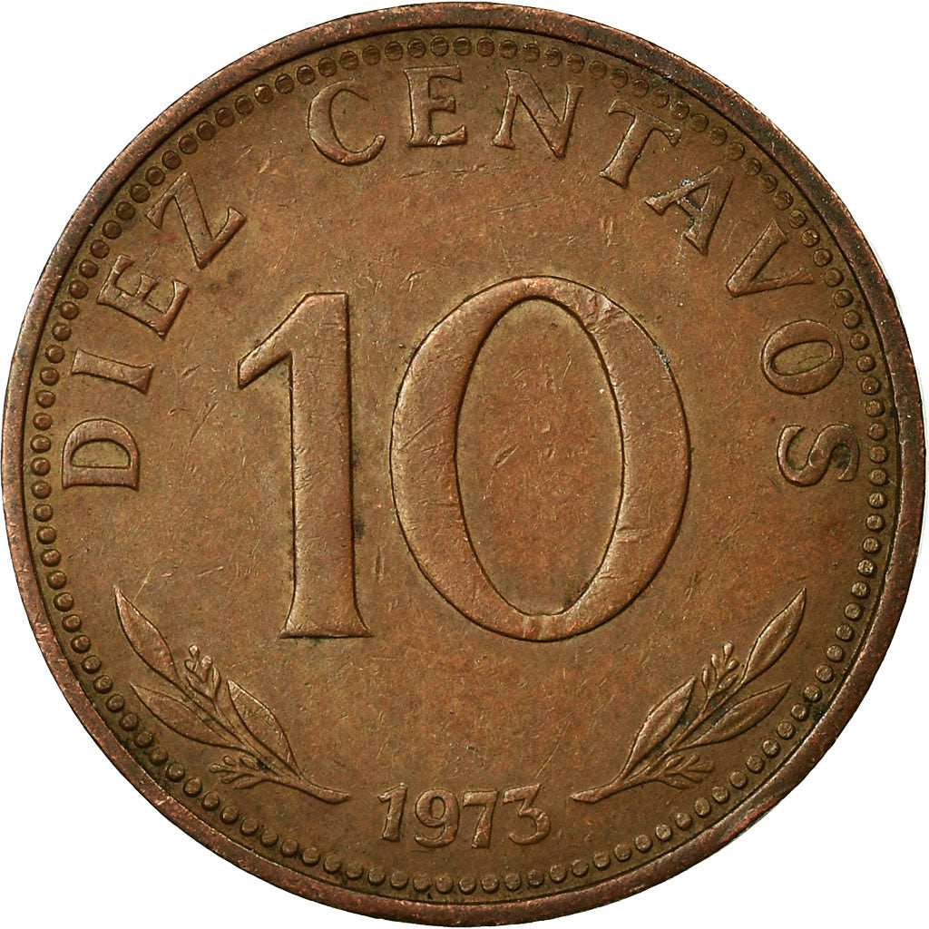 Coin, Bolivia, 10 Centavos, 1973, EF(40-45), Copper Clad Steel, KM:188