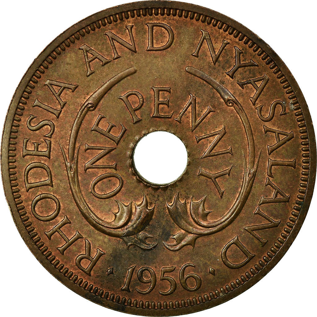 Moneda, Rodesia y Nyasalandia, Elizabeth II, Penny, 1956, British Royal Mint