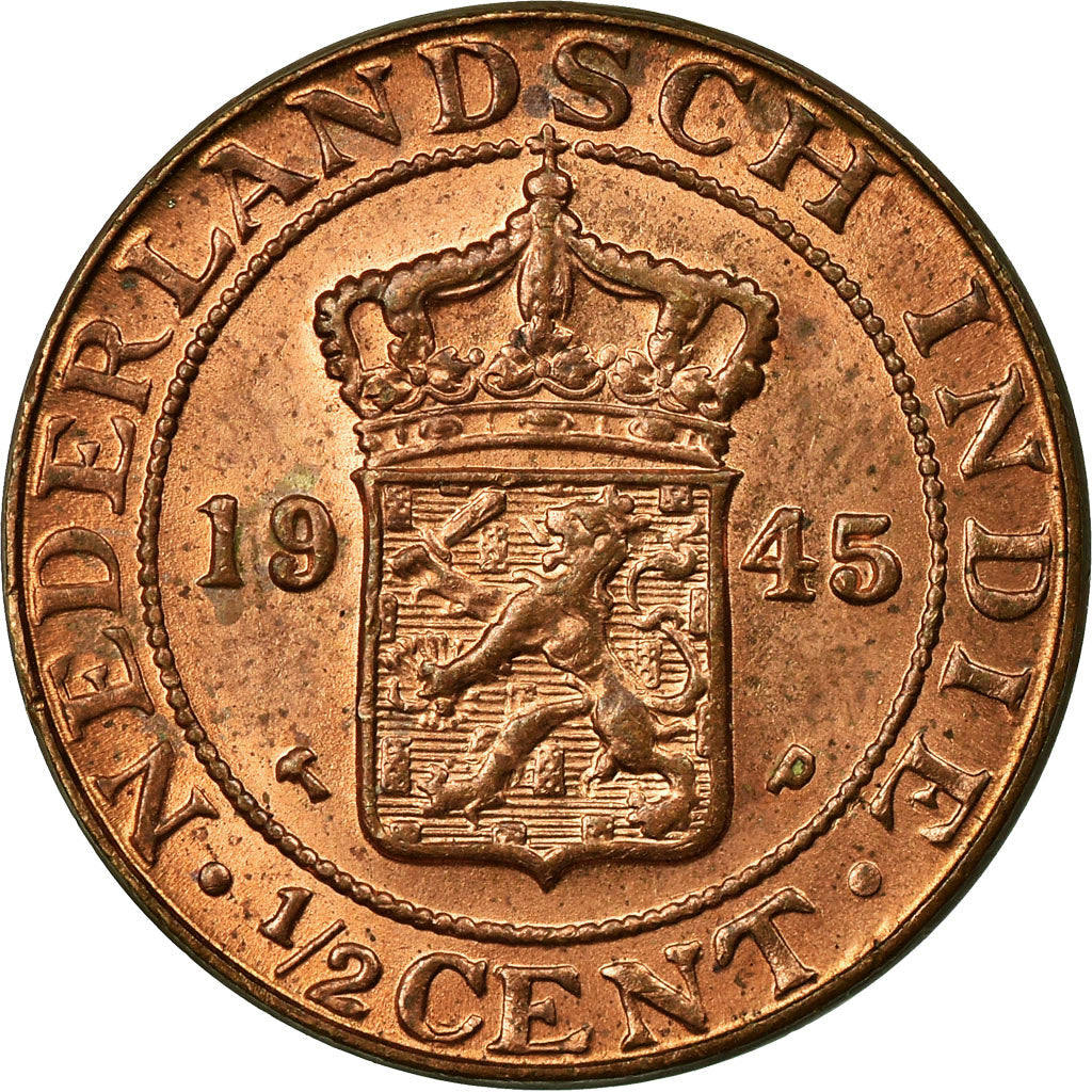 Coin, NETHERLANDS EAST INDIES, Wilhelmina I, 1/2 Cent, 1945, Utrecht, AU(55-58)