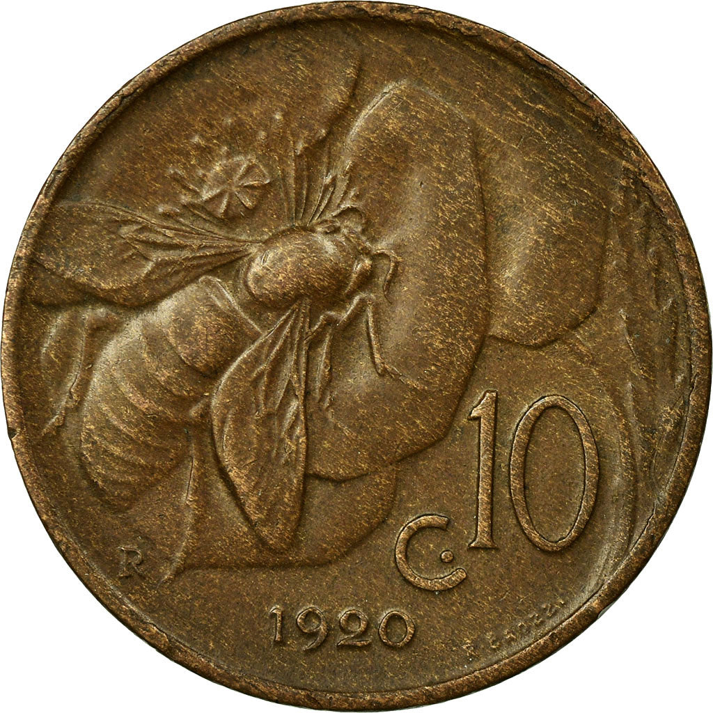 Coin, Italy, Vittorio Emanuele III, 10 Centesimi, 1920, Rome, EF(40-45), Bronze