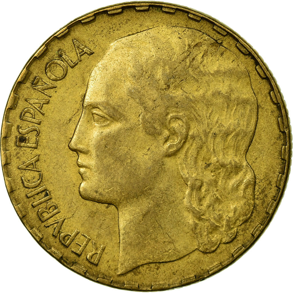 Coin, Spain, Peseta, 1937, VF(30-35), Brass, KM:755