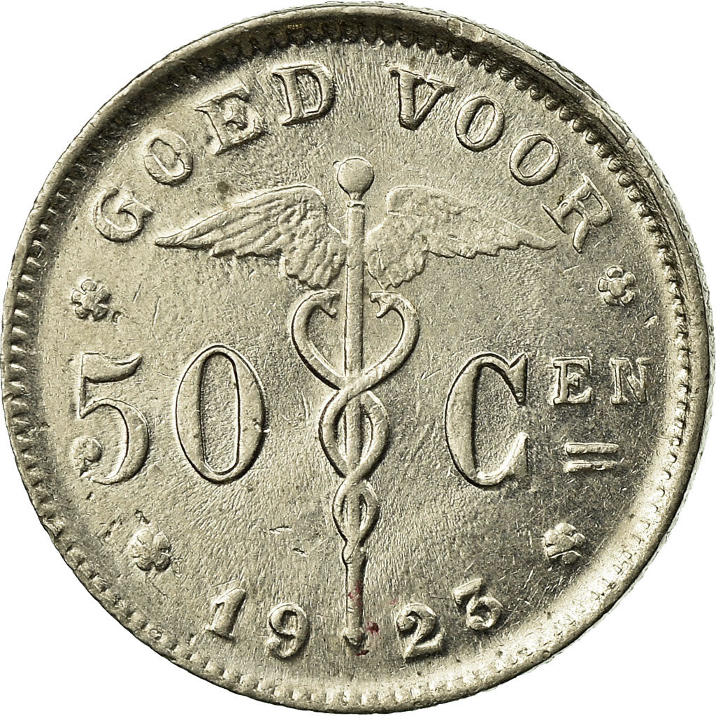 Coin, Belgium, 50 Centimes, 1923, AU(55-58), Nickel, KM:88