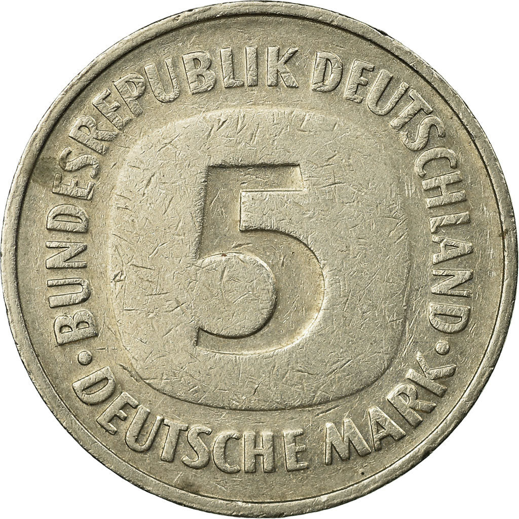 Coin, GERMANY - FEDERAL REPUBLIC, 5 Mark, 1977, Munich, EF(40-45), Copper-Nickel