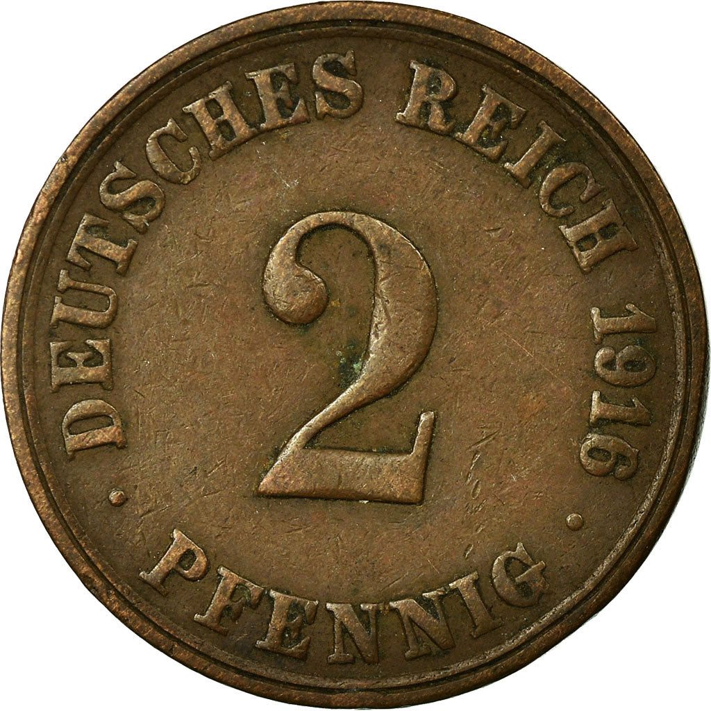 Moeda, ALEMANHA - IMPÉRIO, Wilhelm II, 2 Pfennig, 1916, Berlin, EF(40-45)