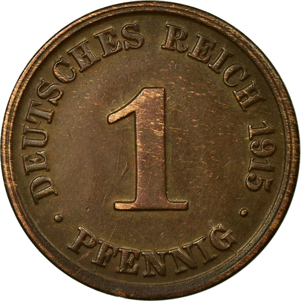 Münze, GERMANY - EMPIRE, Wilhelm II, Pfennig, 1915, Hamburg, SS+, Kupfer, KM:10