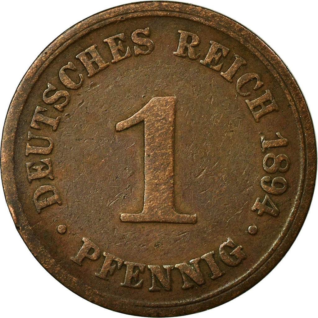 Münze, GERMANY - EMPIRE, Wilhelm II, Pfennig, 1894, Berlin, SS, Kupfer, KM:10