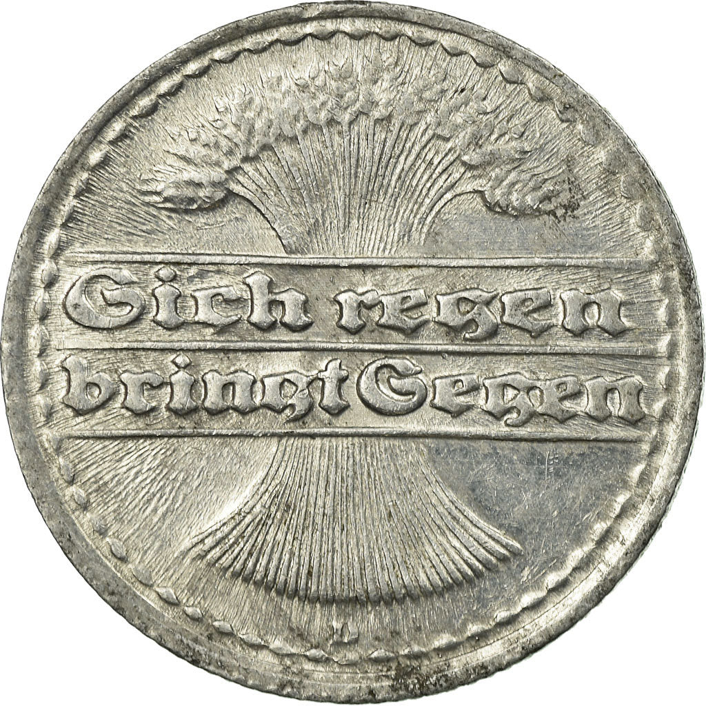 Coin, GERMANY, WEIMAR REPUBLIC, 50 Pfennig, 1920, Munich, EF(40-45), Aluminum