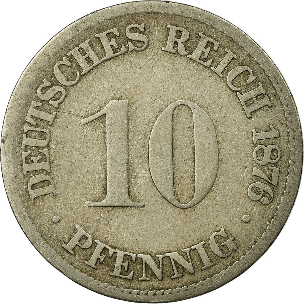 Coin, GERMANY - EMPIRE, Wilhelm I, 10 Pfennig, 1876, Stuttgart, VF(20-25)