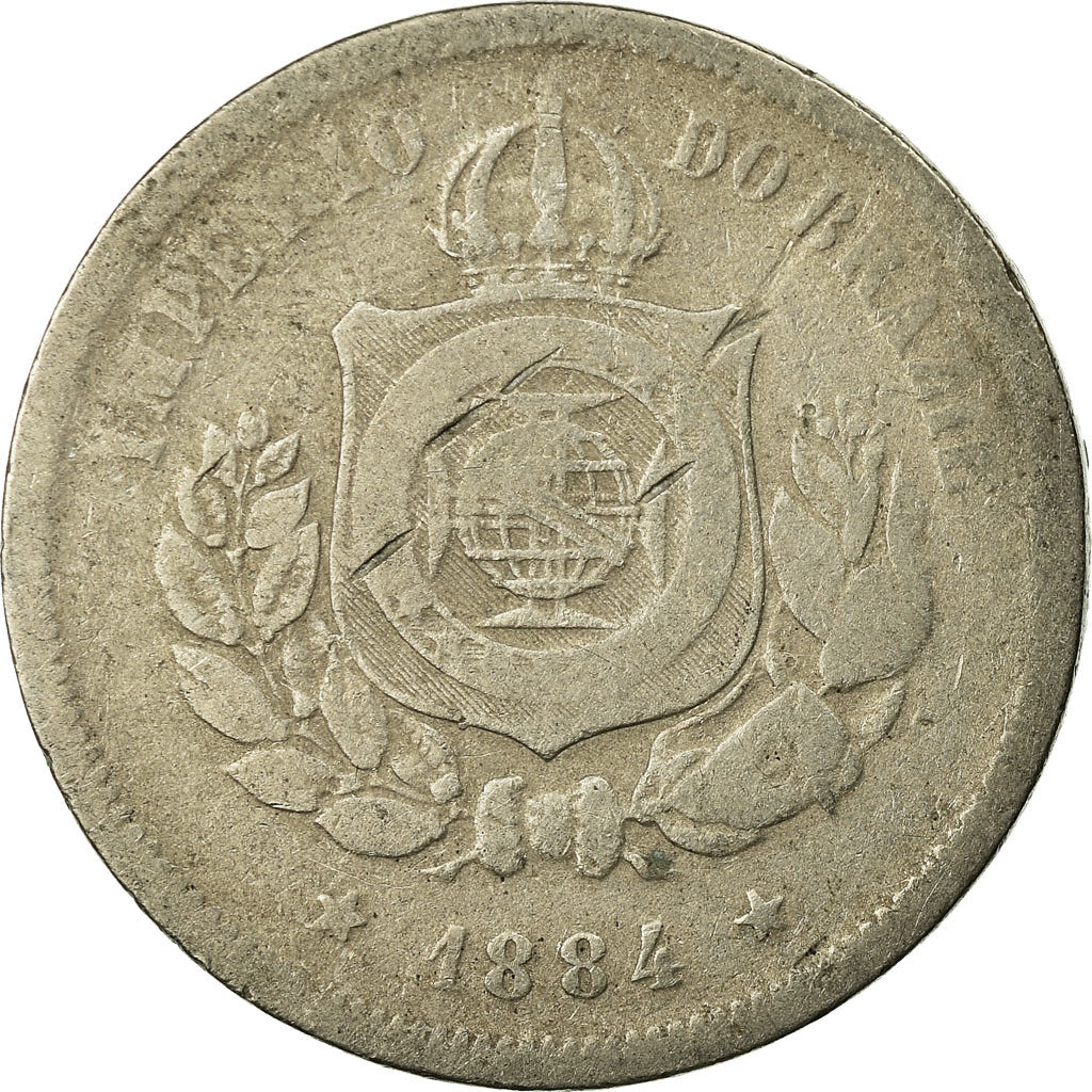 Coin, Brazil, Pedro II, 100 Reis, 1884, VF(20-25), Copper-nickel, KM:477