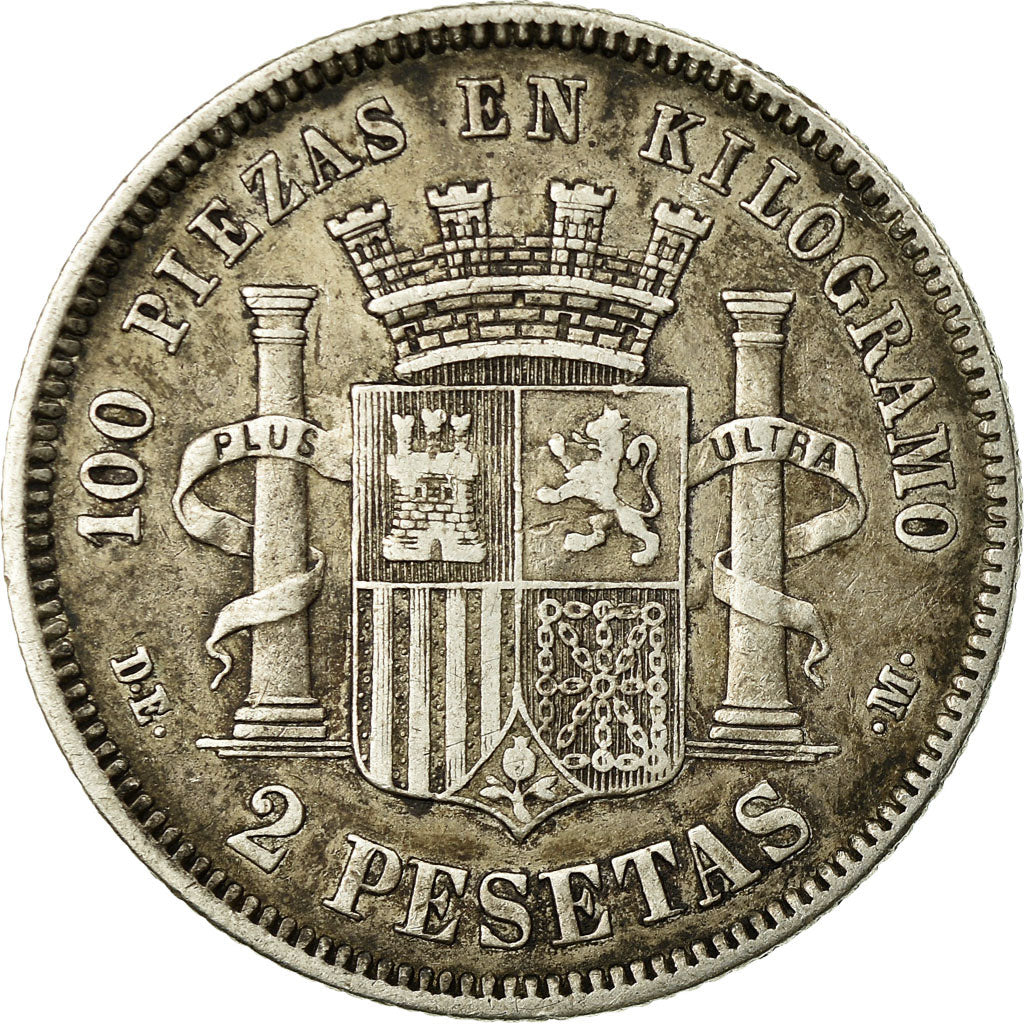 Coin, Spain, Provisional Government, 2 Pesetas, 1870, Madrid, EF(40-45), Silver