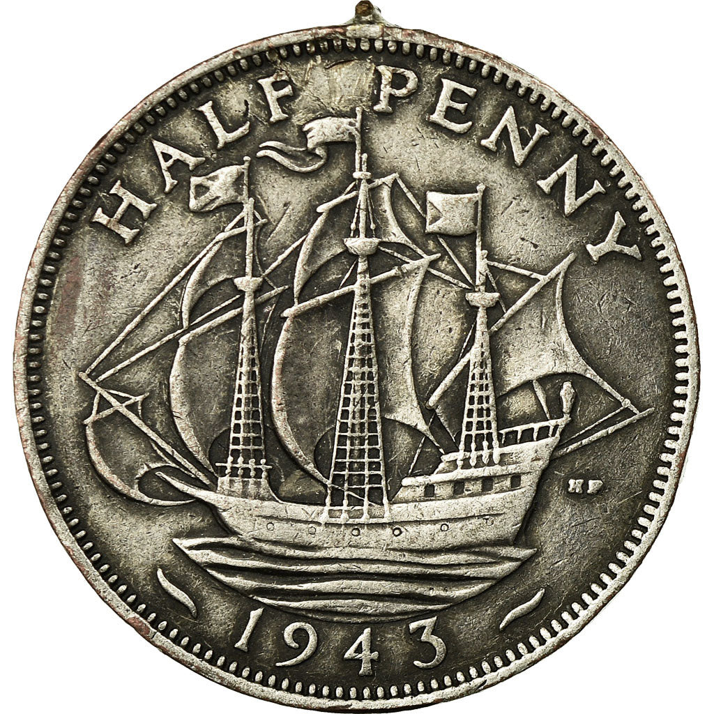 Coin, Great Britain, George VI, 1/2 Penny, 1943, EF(40-45), Bronze, KM:844