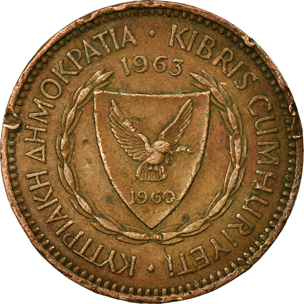 Coin, Cyprus, 5 Mils, 1963, VF(20-25), Bronze, KM:39