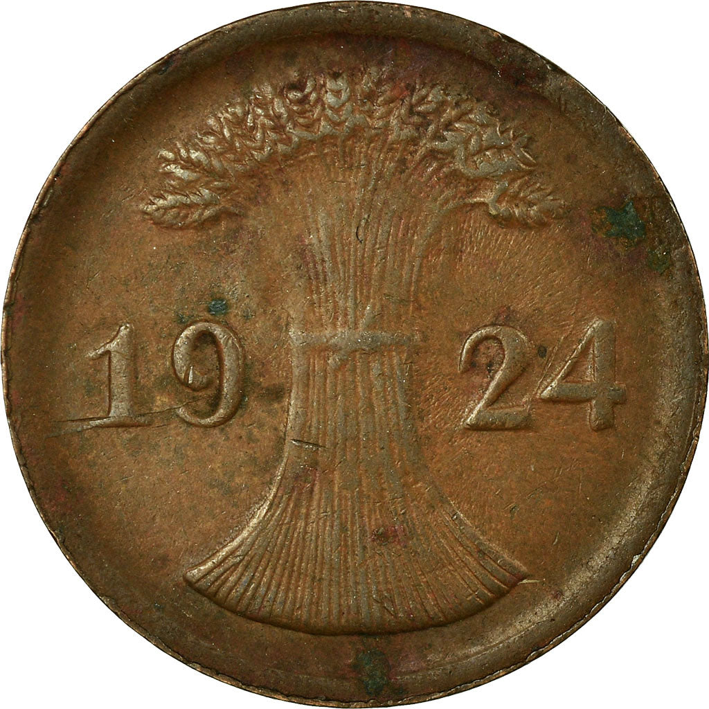 Coin, GERMANY, WEIMAR REPUBLIC, 2 Rentenpfennig, 1924, Berlin, VF(30-35)