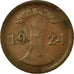 Coin, GERMANY, WEIMAR REPUBLIC, 2 Rentenpfennig, 1924, Berlin, VF(30-35)
