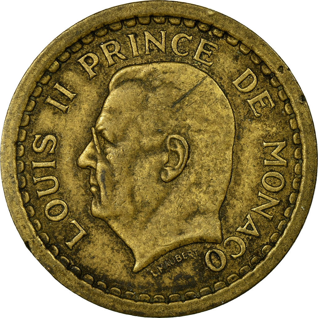 Moneta, Monaco, Louis II, 2 Francs, 1943, Poissy, MB+, Bronzo-alluminio, KM:121