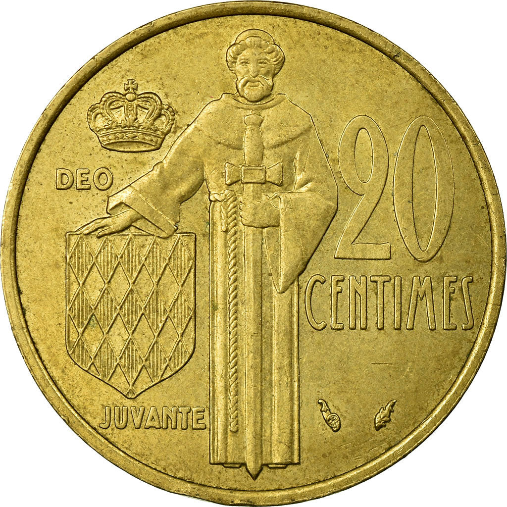 Coin, Monaco, Rainier III, 20 Centimes, 1977, EF(40-45), Aluminum-Bronze