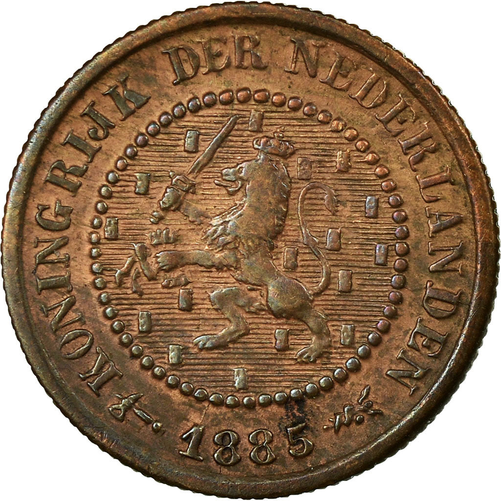 Coin, Netherlands, William III, 1/2 Cent, 1885, EF(40-45), Bronze, KM:109.1