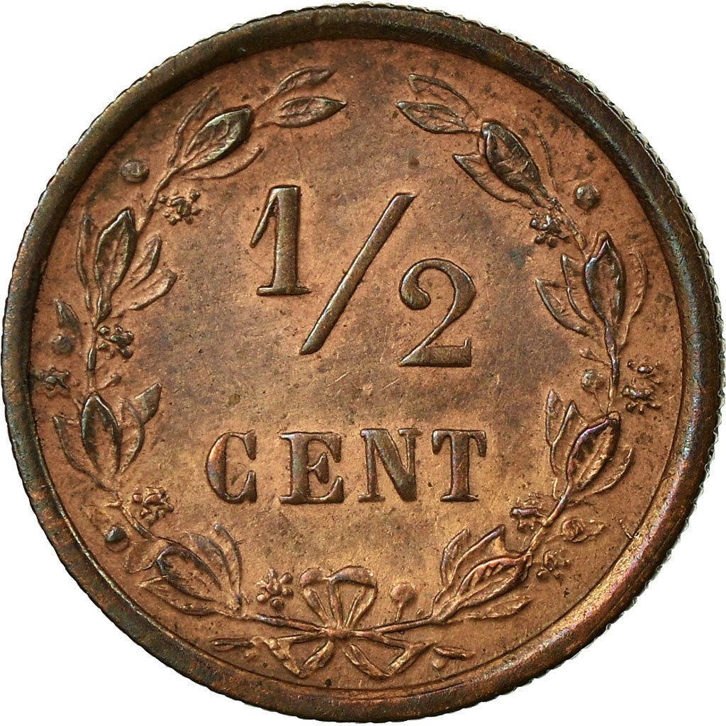 Coin, Netherlands, William III, 1/2 Cent, 1885, EF(40-45), Bronze, KM:109.1