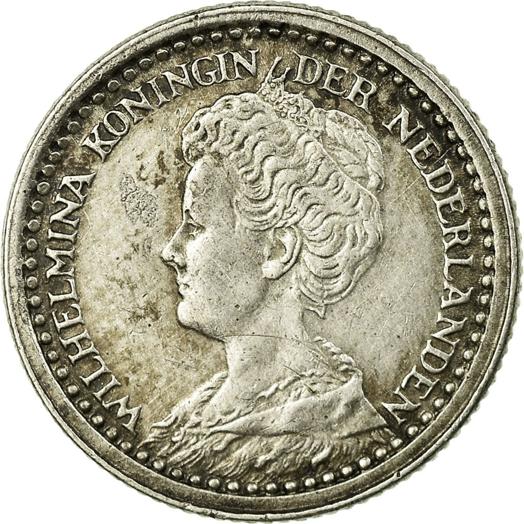 Coin, Netherlands, Wilhelmina I, 10 Cents, 1918, EF(40-45), Silver, KM:145