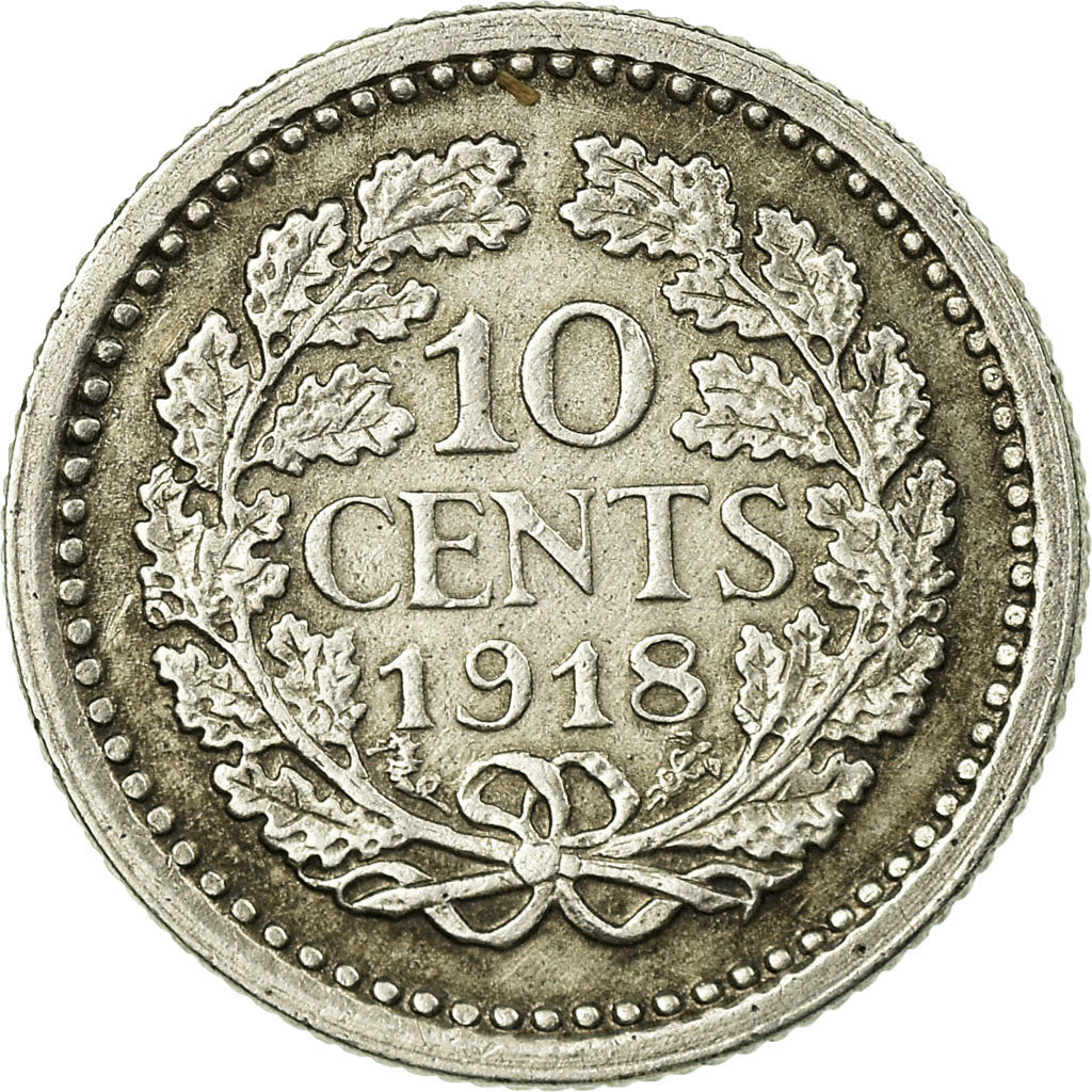 Coin, Netherlands, Wilhelmina I, 10 Cents, 1918, EF(40-45), Silver, KM:145