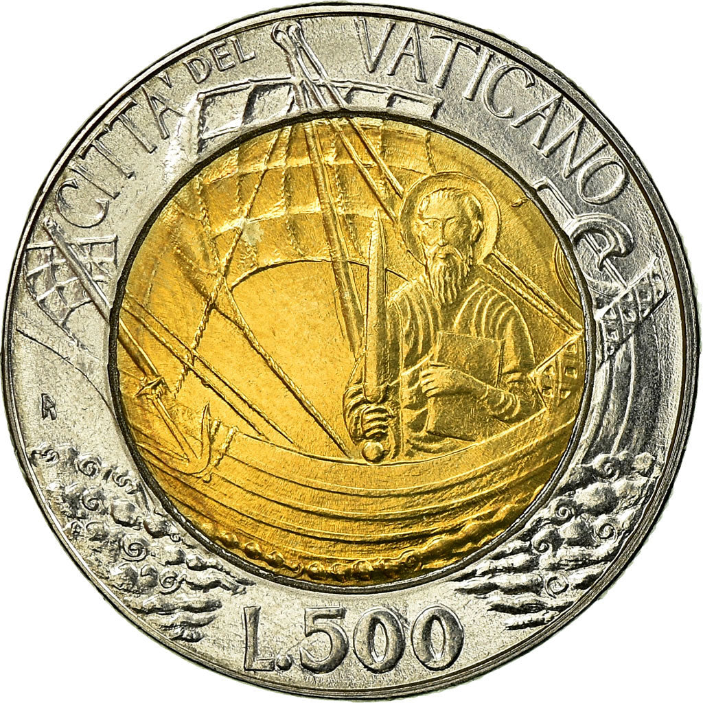 Coin, VATICAN CITY, John Paul II, 500 Lire, 1985, Roma, MS(65-70), Bi-Metallic