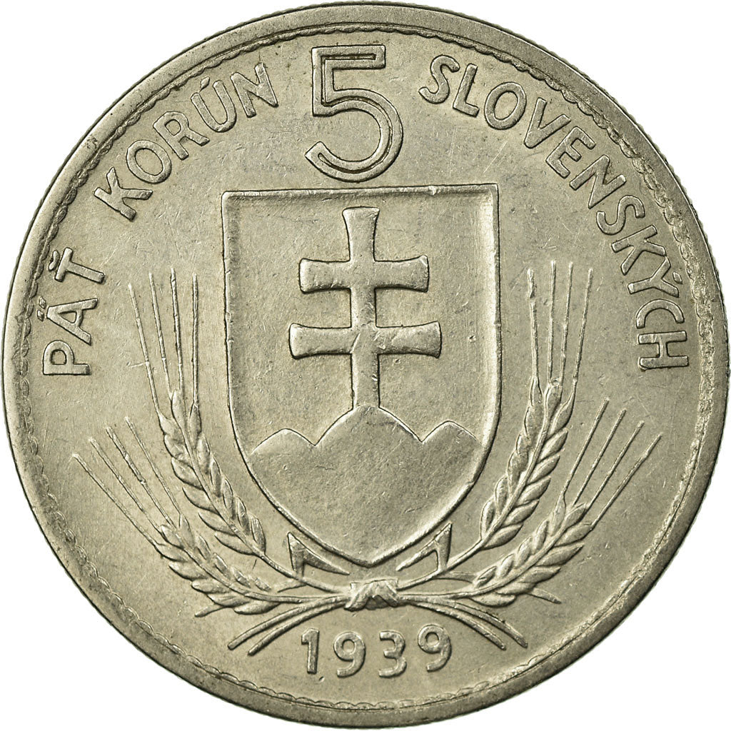 Coin, Slovakia, 5 Korun, 1939, AU(55-58), Nickel, KM:2