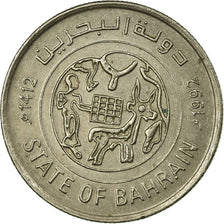 Coin, Bahrain, 25 Fils, 1992/AH1412, EF(40-45), Copper-nickel, KM:18