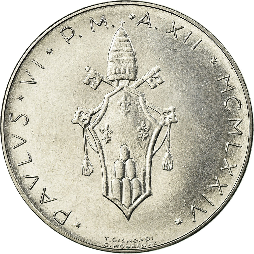 Coin, VATICAN CITY, Paul VI, 100 Lire, 1974, Roma, MS(63), Stainless Steel