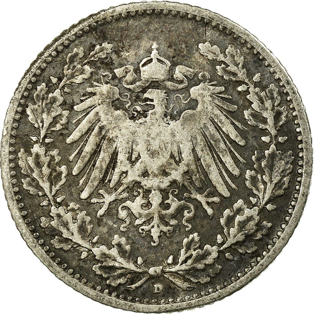 Münze, GERMANY - EMPIRE, 1/2 Mark, 1907, Munich, SS, Silber, KM:17