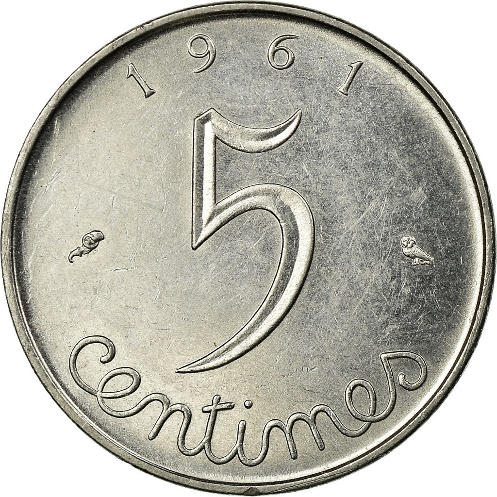 Munten, Frankrijk, Épi, 5 Centimes, 1961, Paris, ZF, Stainless Steel, KM:927
