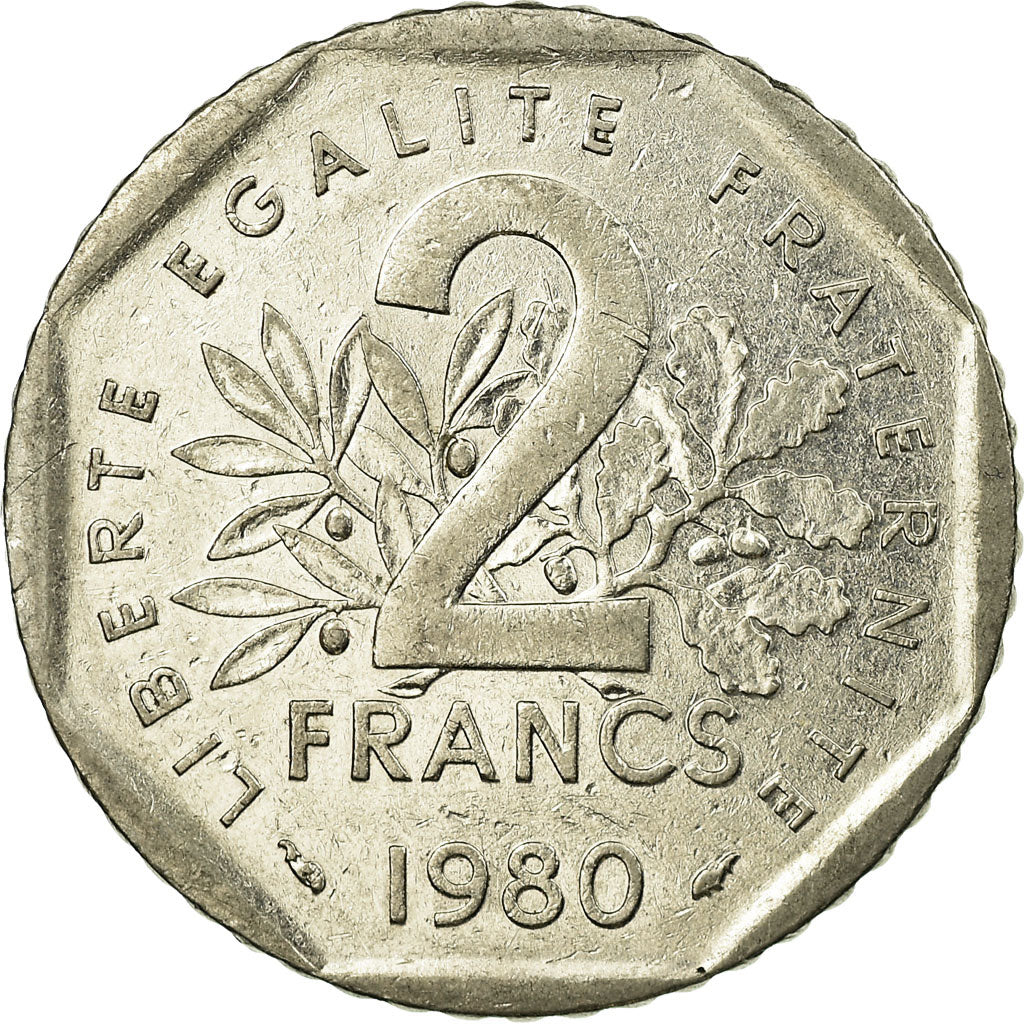 Moneda, Francia, Semeuse, 2 Francs, 1980, Paris, BC+, Níquel, KM:942.1
