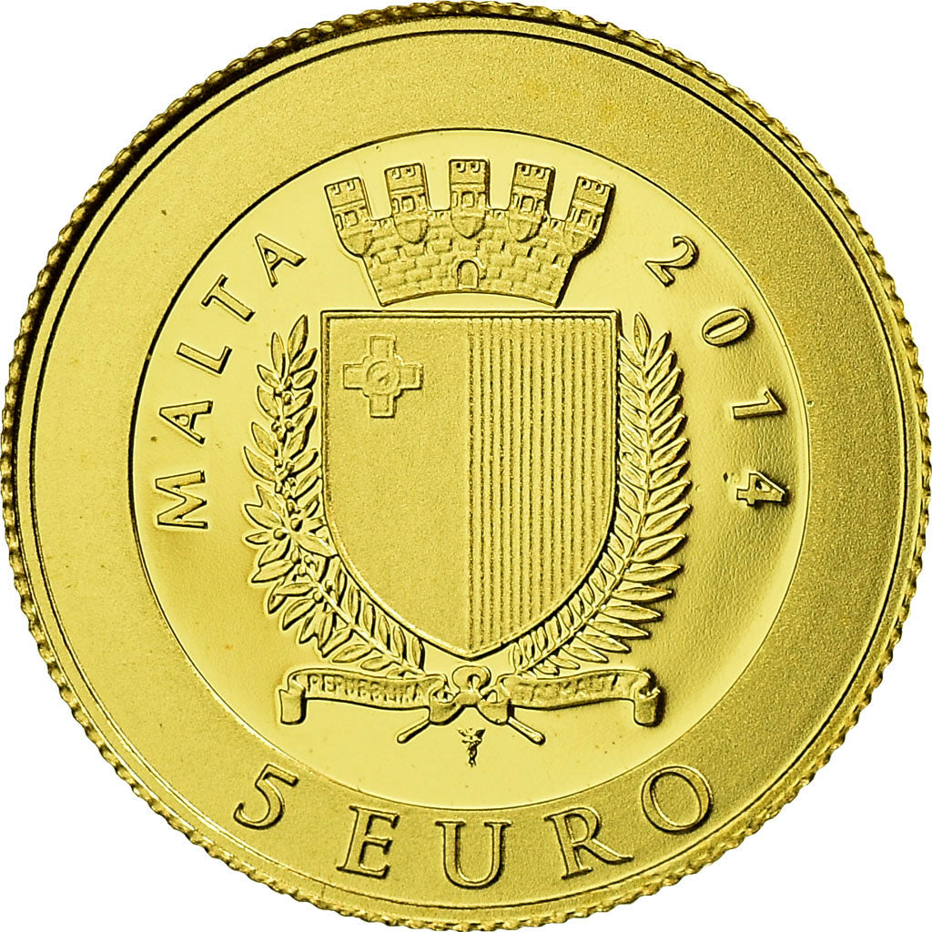 Malte, 5 Euro, 2014, FDC, Or