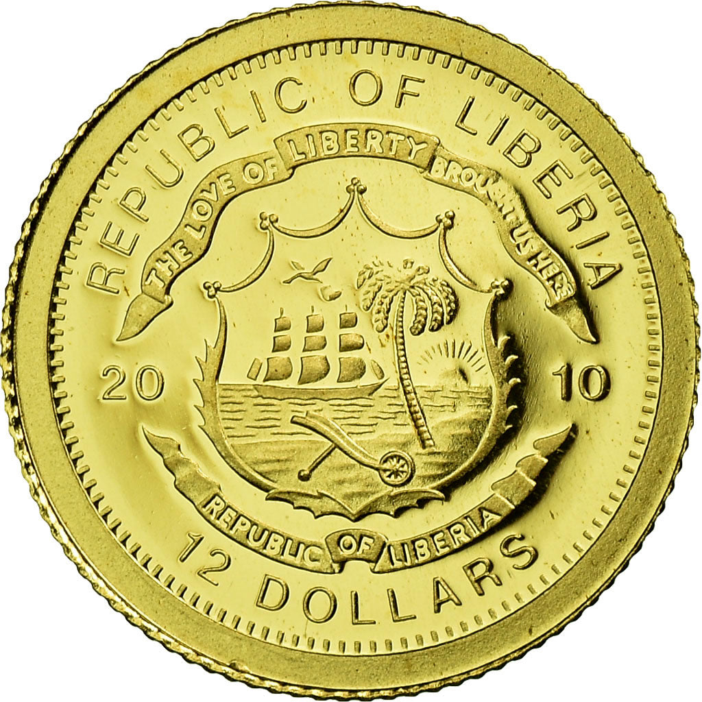 Coin, Liberia, 12 Dollars, 2010, MS(65-70), Gold