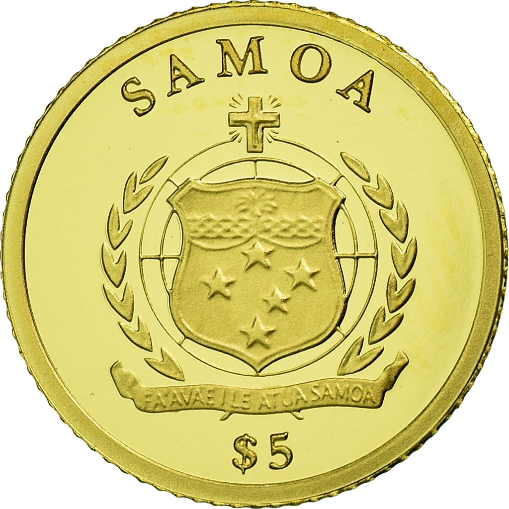 Moneta, Samoa, 5 Dollars, 2014, MS(65-70), Złoto