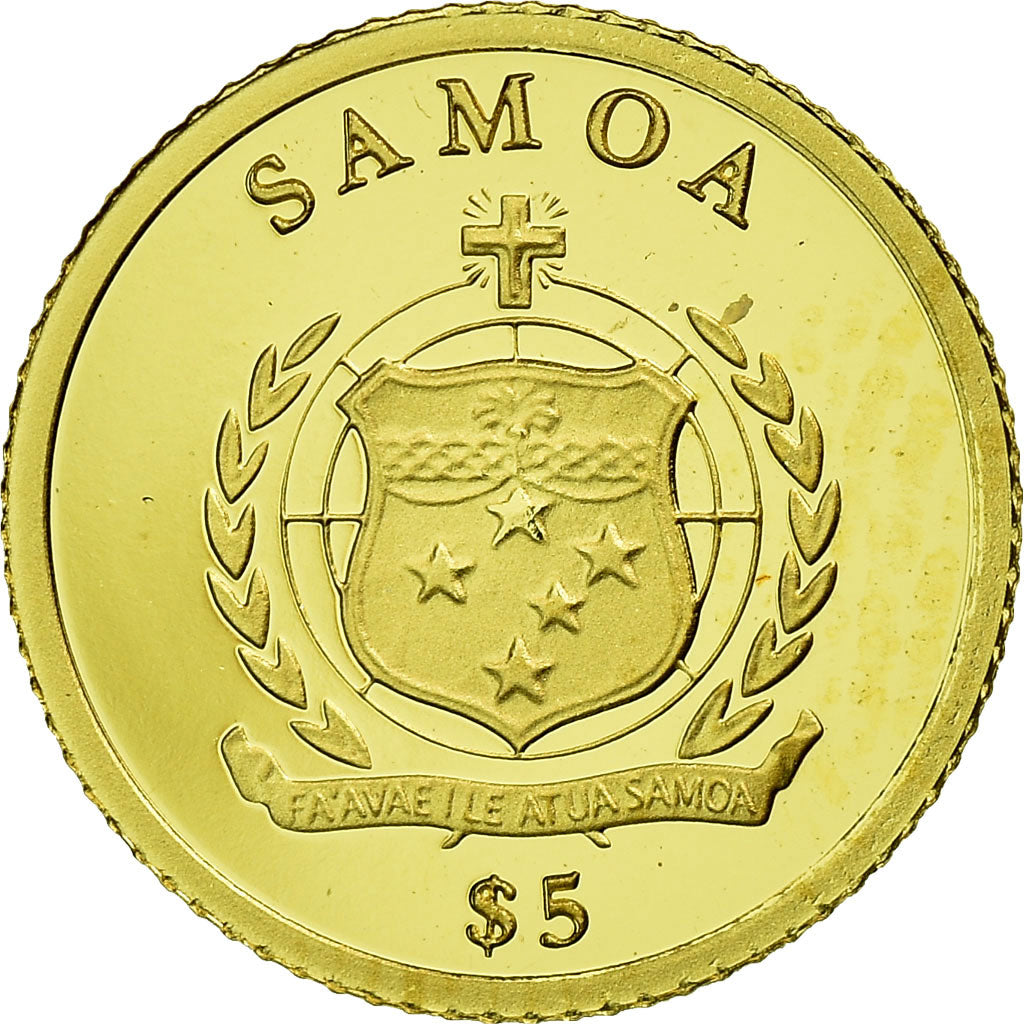 Moneta, Samoa, 5 Dollars, 2013, MS(65-70), Złoto, KM:246