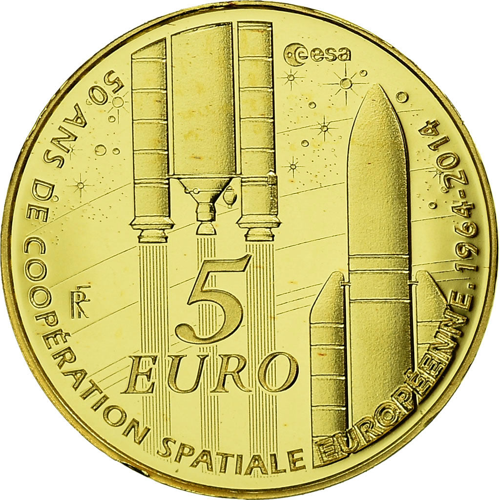 France, 5 Euro, 2014, MS(65-70), Gold, Gadoury:EU674