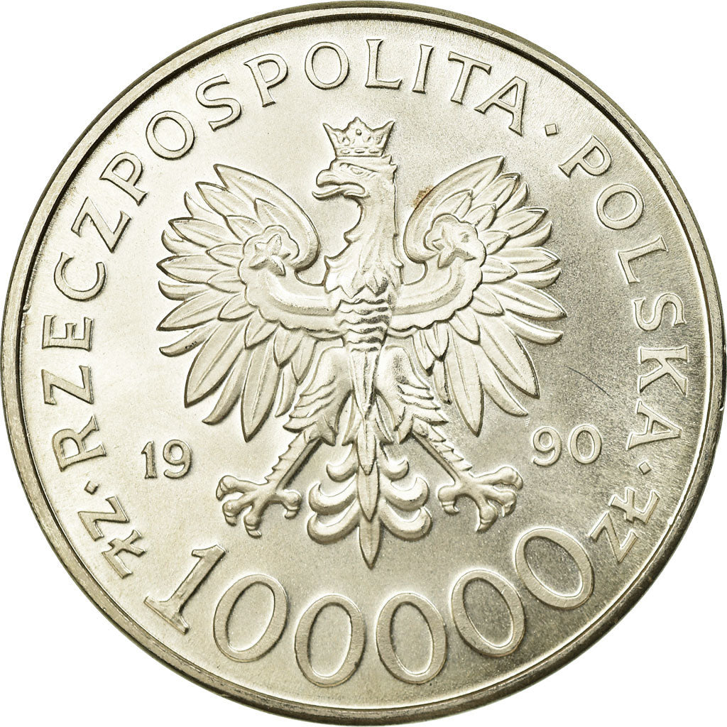 Moneta, Polonia, 100000 Zlotych, 1990, Warsaw, FDC, Argento, KM:196.1