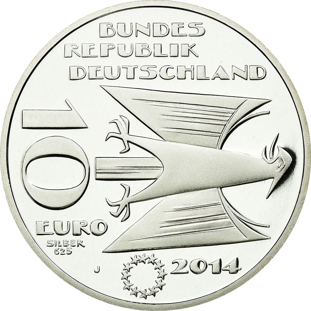 Niemcy, 10 Euro, 2014, Hambourg, MS(65-70), Srebro, KM:332