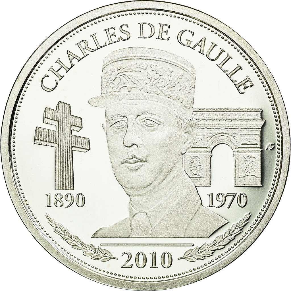 France, Medal, Vème République, Charles De Gaulle, 2010, MS(65-70), Silver