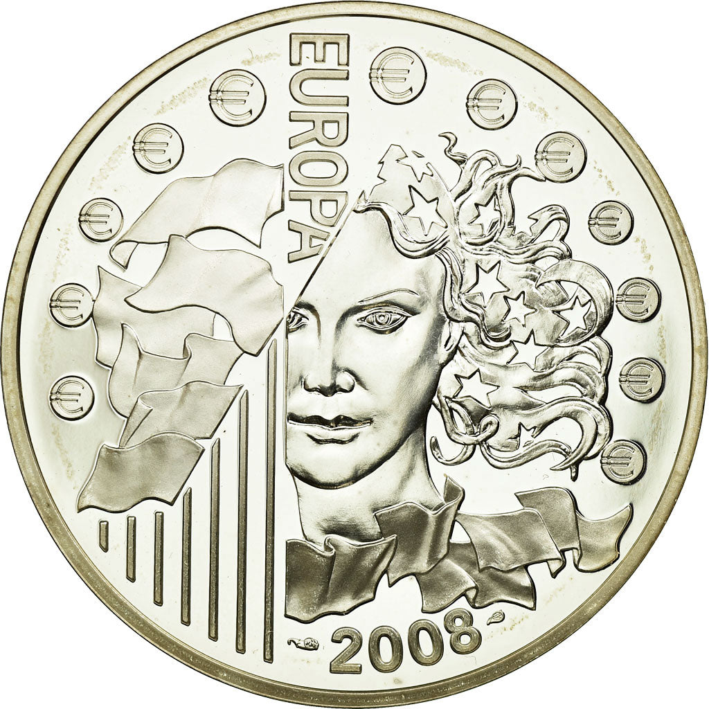 França, 1-1/2 Euro, 2008, MS(65-70), Prata, Gadoury:EU300, KM:1527