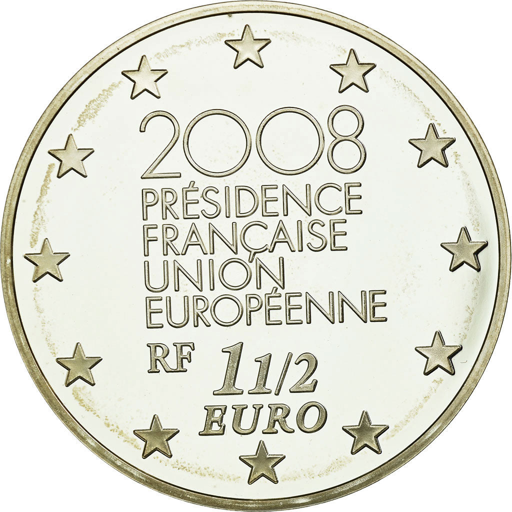 França, 1-1/2 Euro, 2008, MS(65-70), Prata, Gadoury:EU300, KM:1527